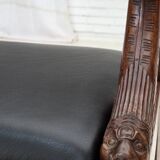 1920-30s, set of 2 armchairs, design after Georges Jacob, carved teak wood.