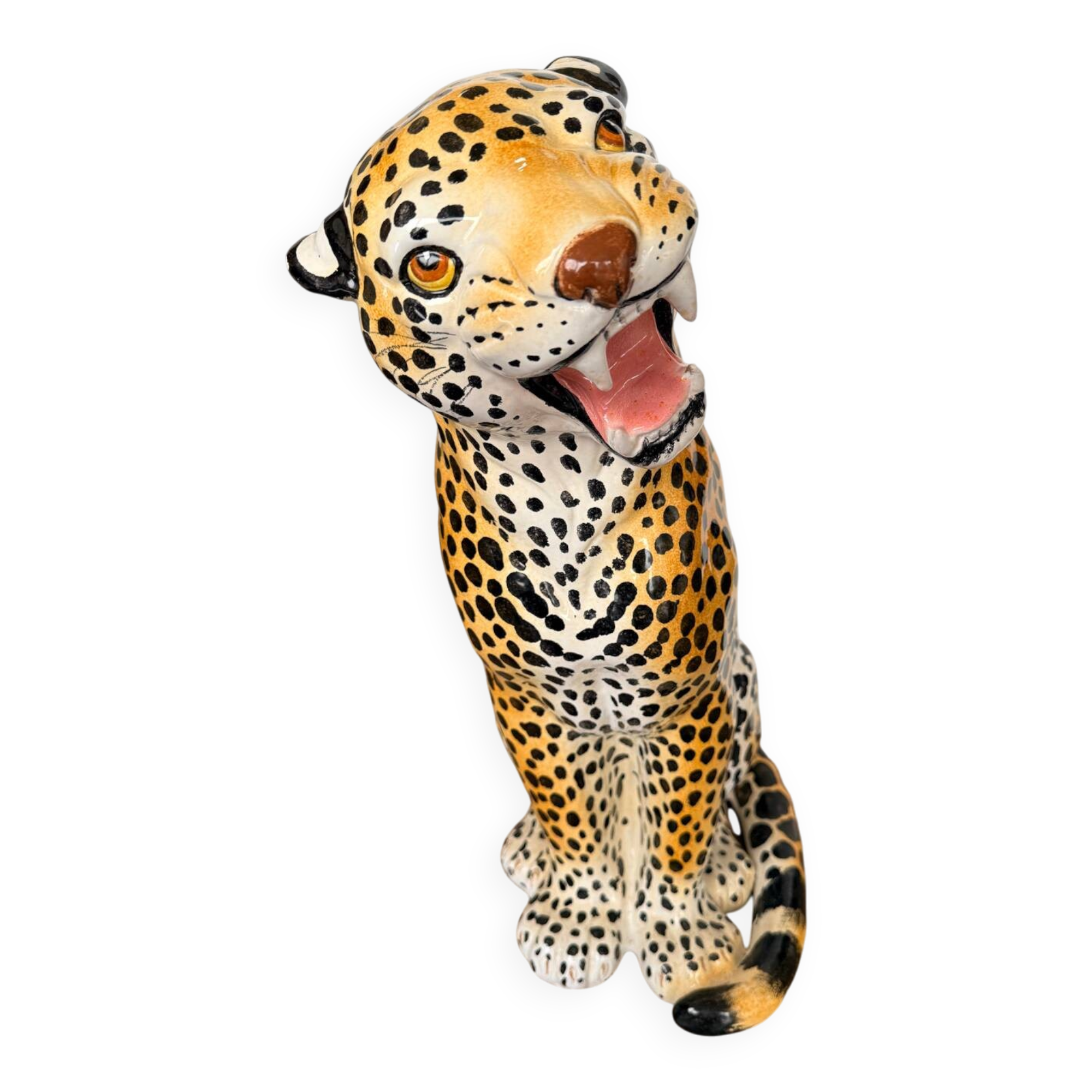 Leopard, Italian sculpture in glazed ceramic.