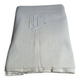 Antique sheet with embroidered initials
