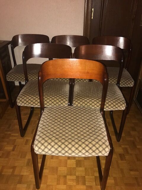 1 lot de 6 chaises baumann modèle  "traineau"