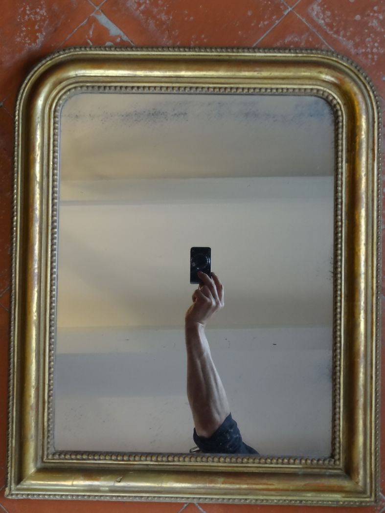 Miroir Louis Philippe en bois doré H 64 cm