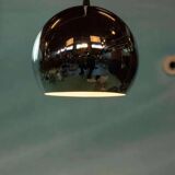Vintage chrome sphere pendant lamp, space age eye lamp.