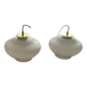 Paire de suspensions lustre abat jour en verre blanc 1950