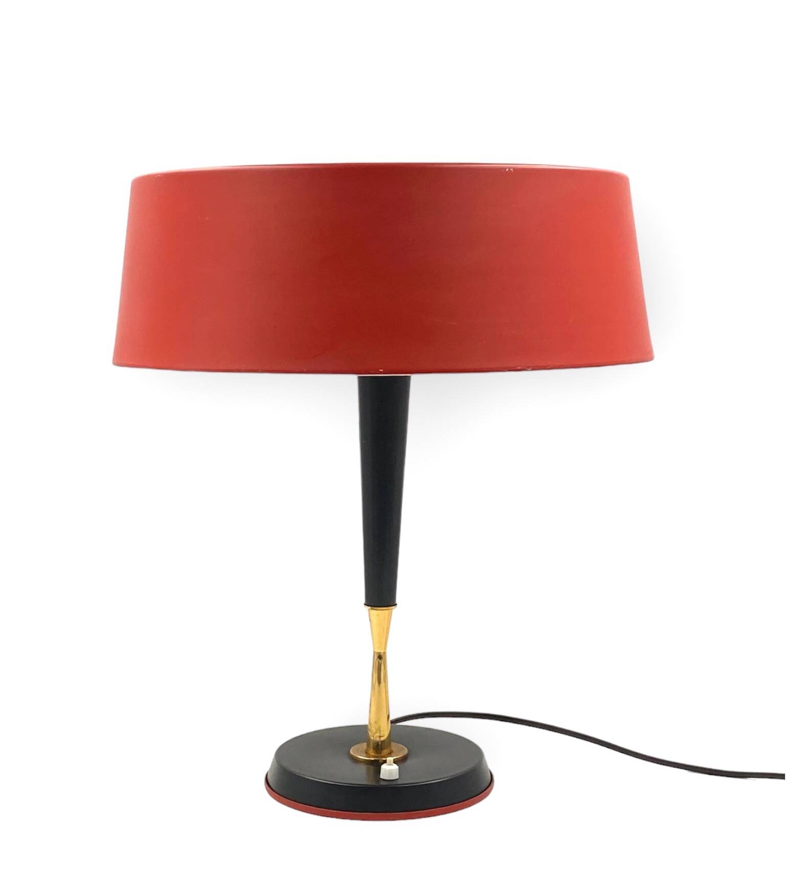 Oscar Torlasco, Mid-Century red table lamp, Lumi, Italy 1954