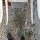 Pair of Louis XV style bedside tables patinated beige