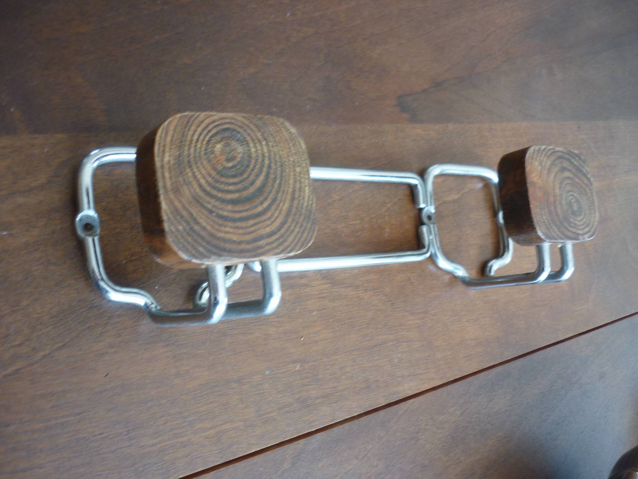 Coat rack with 2 wooden hooks 1970