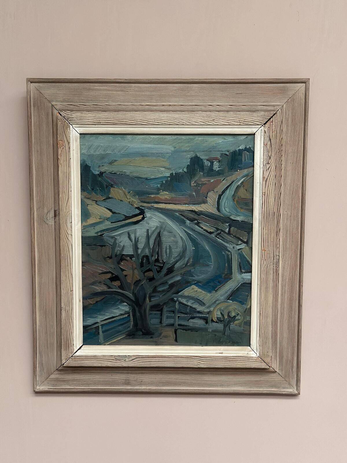 Swedish Oil on Canvas – “Landscape” by Stig Thiderman – Vintage