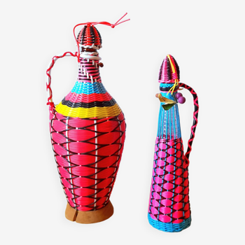 Scoubidous bottles from the 60s