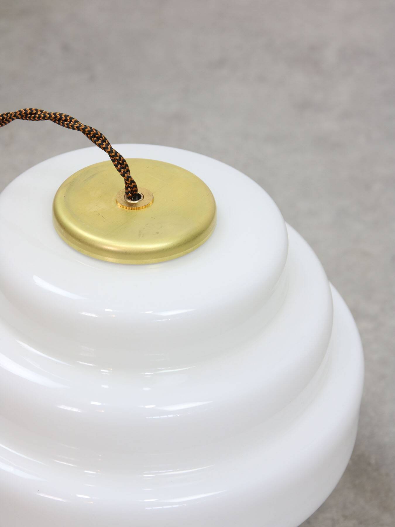Mid-Century Italian Brass and Opaline Glass Pendant Lamp