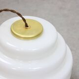 Mid-Century Italian Brass and Opaline Glass Pendant Lamp