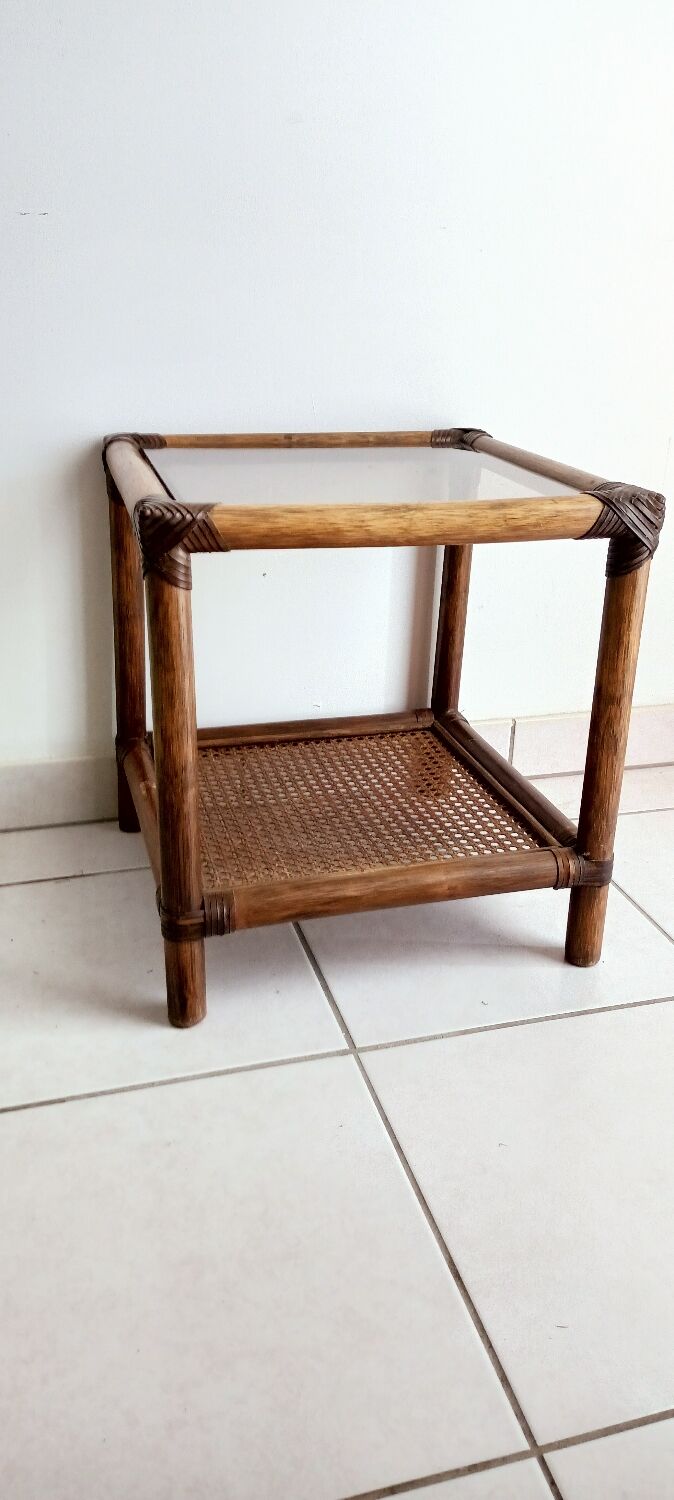 Rattan side table