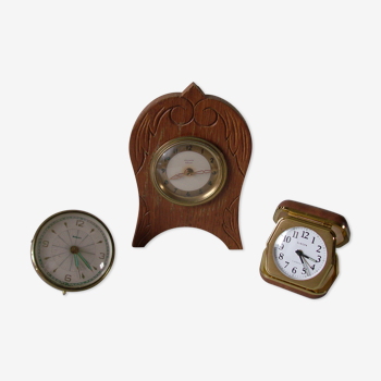 Set of 3 old mechanical alarm clocks BAYARD 8 Day Europa Bayard retro watchmaking