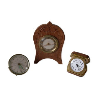 Set of 3 old mechanical alarm clocks BAYARD 8 Day Europa Bayard retro watchmaking