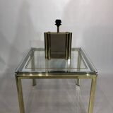 Lampe de table miroir en laiton années 1970 Vintage Hollywood Regency