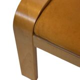 Vintage ikea poang tan leather cantilever footstool ottoman design