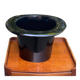 A black top hat-shaped vale turned upside down from the 1960s.