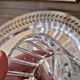 Art Deco style silver-plated metal and glass aperitif tray, 5 compartments.