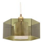 Lustre en verre et laiton scandinave du milieu du siècle par C. Fagerlund, années 1960.
