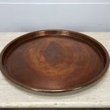Vintage handcrafted XL round brass tray
