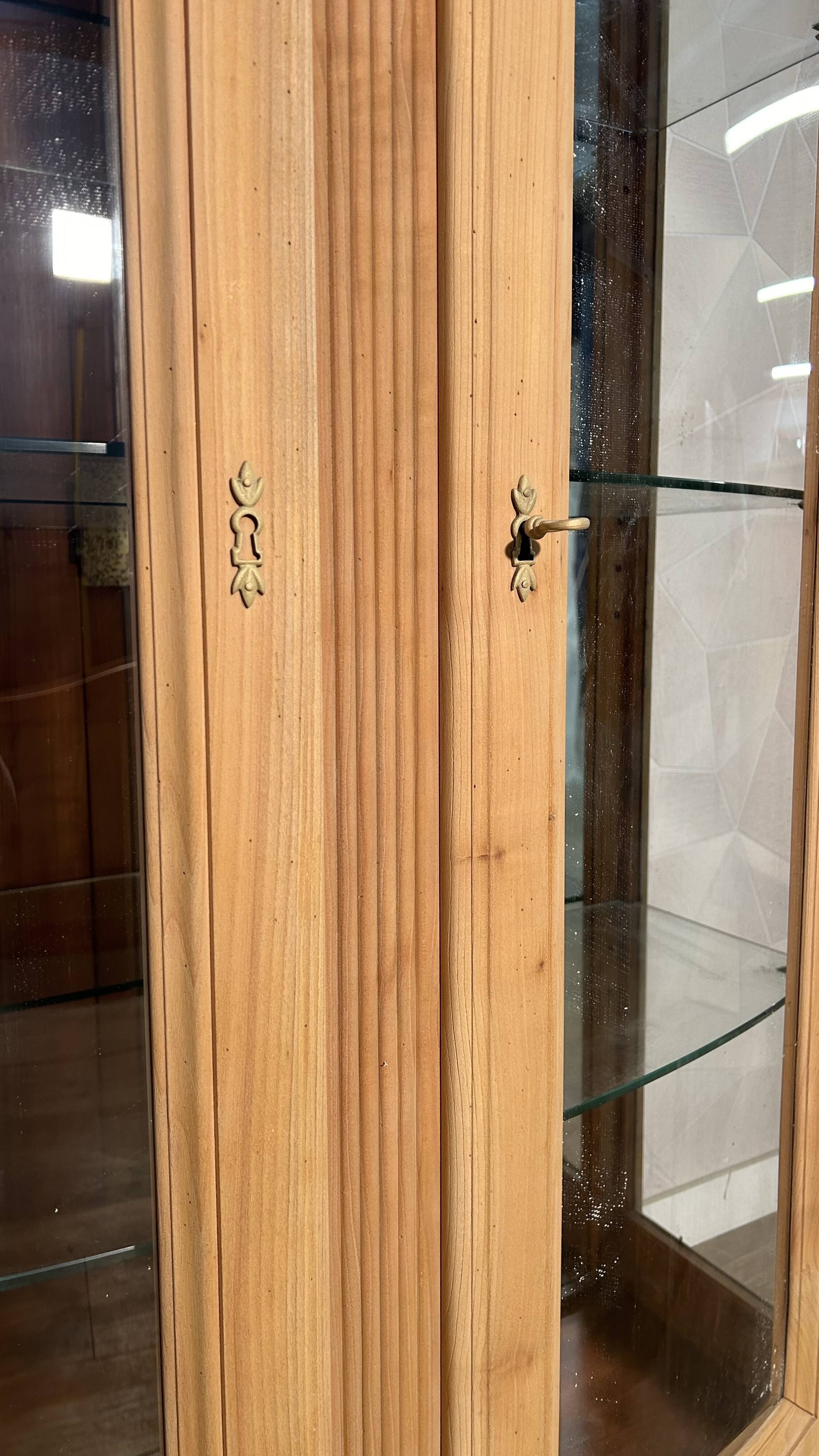 Louis-Philippe display case in stripped solid wood
