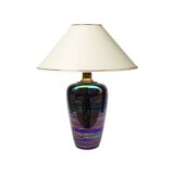Iridescent ceramic table lamp 1970s vintage italian glazed