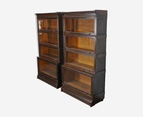 Paire de bibliothèques empilables en chêne par Muller vers 1930