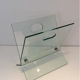 Porte-revues design en verre et acier brossé