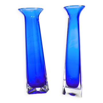 Murano Crystal Jarrones Sommerso Azul Cobalto