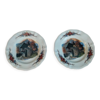 Dessert plates porcelain Sarreguemines house castle Obernai dpc 122278