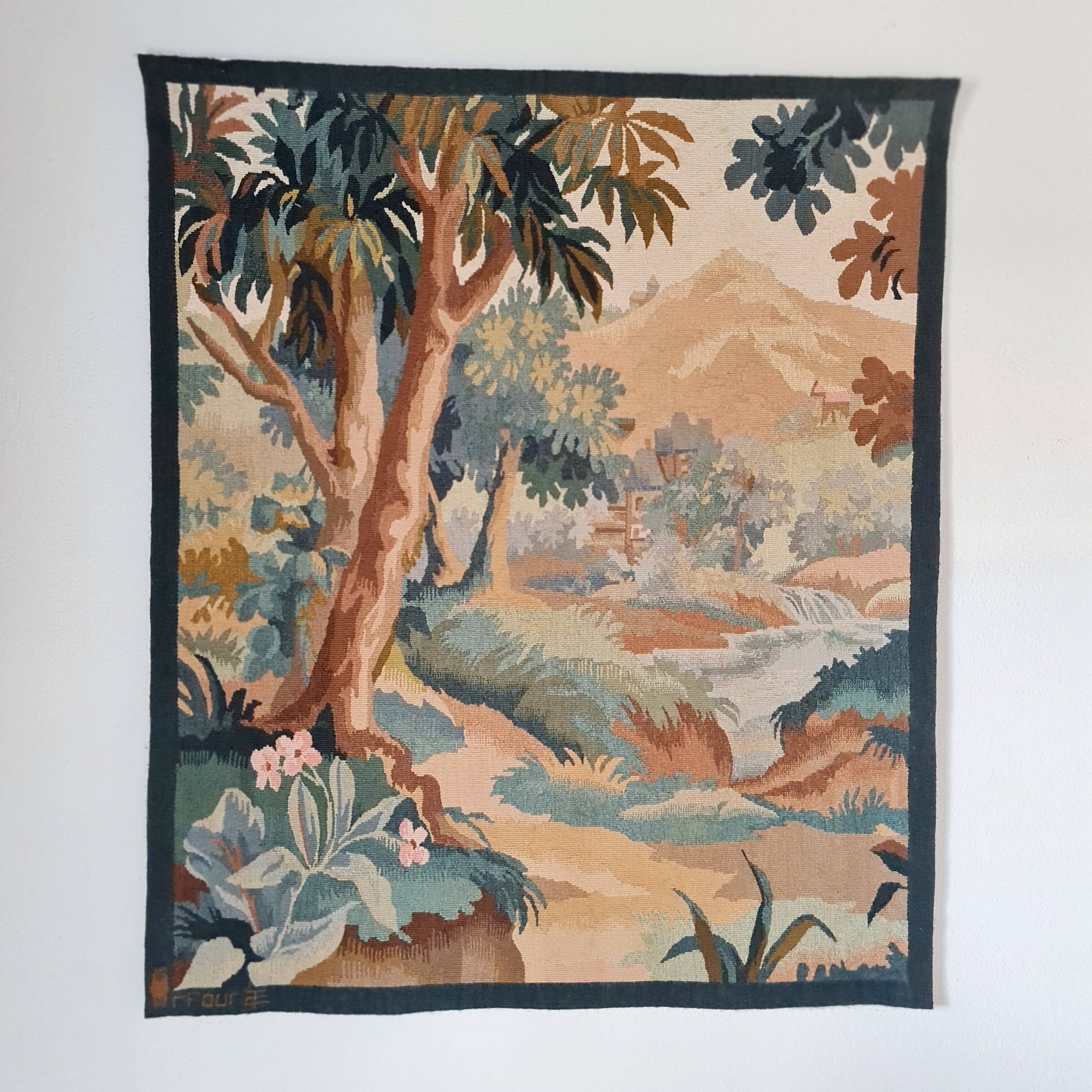 Tapisserie d’Aubusson signée Robert Four – paysage poétique XXe siècle