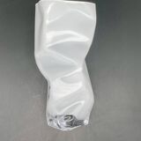 White tinted glass vase with crumpled effect