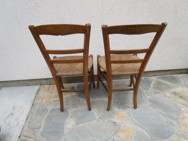 2 antique straw chairs