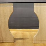 Travertine and glass dining table