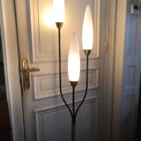 Metal and rope floor lamp and vintage opaline 50's