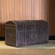 Brown leather and wood domed chest
