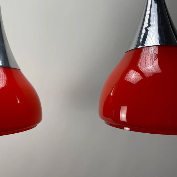 Paire de suspensions en forme de tulipe en verre par Doria Leuchten 1970