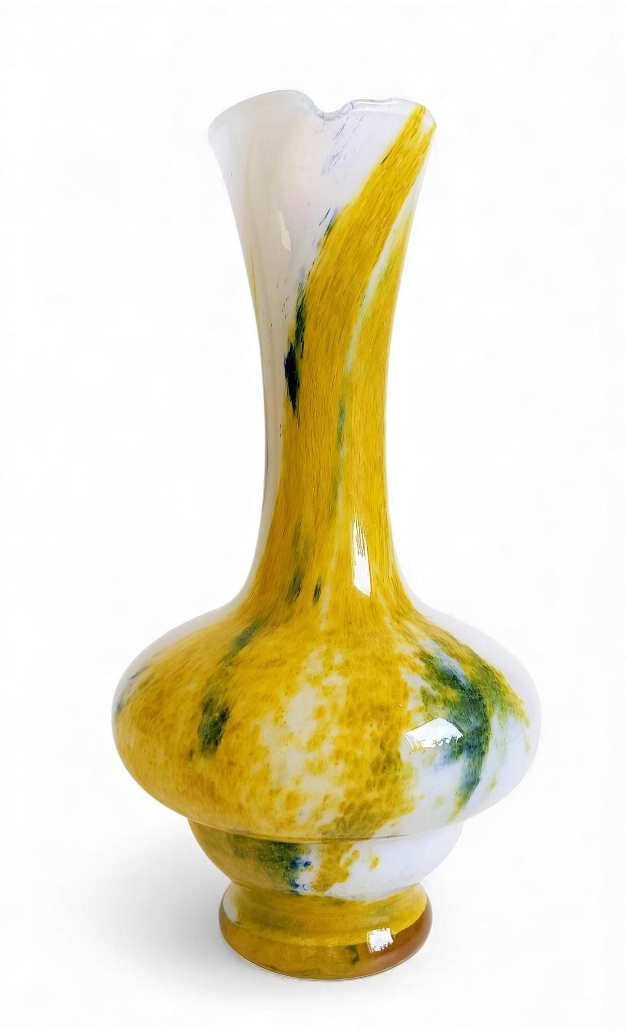 Cristallerie de Clichy White Opaline Pitcher Vase, Handmade in France