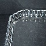 Old square tray in molded glass - liquor or fruit service 21.5cm
