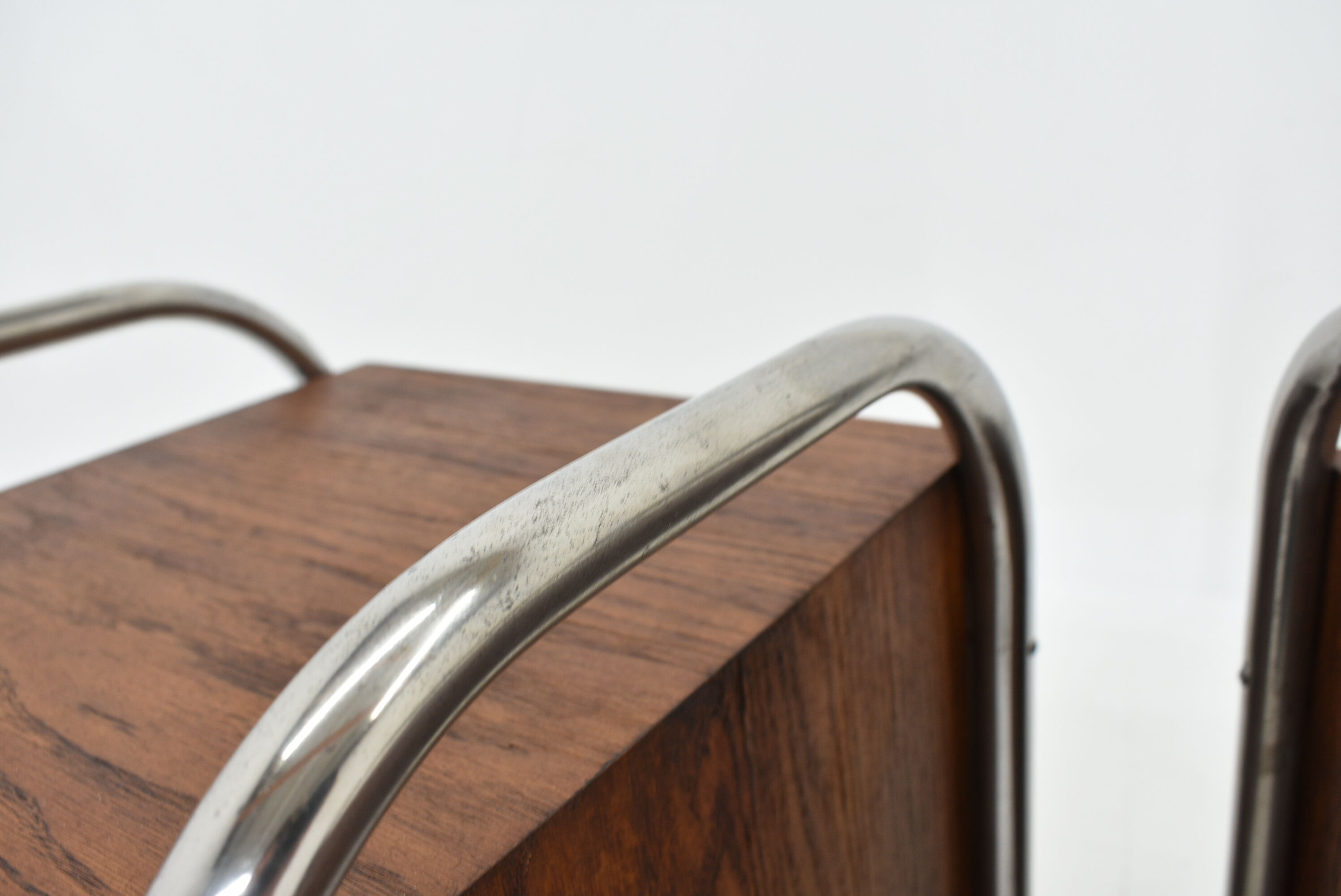 1940s Pair of Bauhaus Bedside Tables, Czechoslovakia