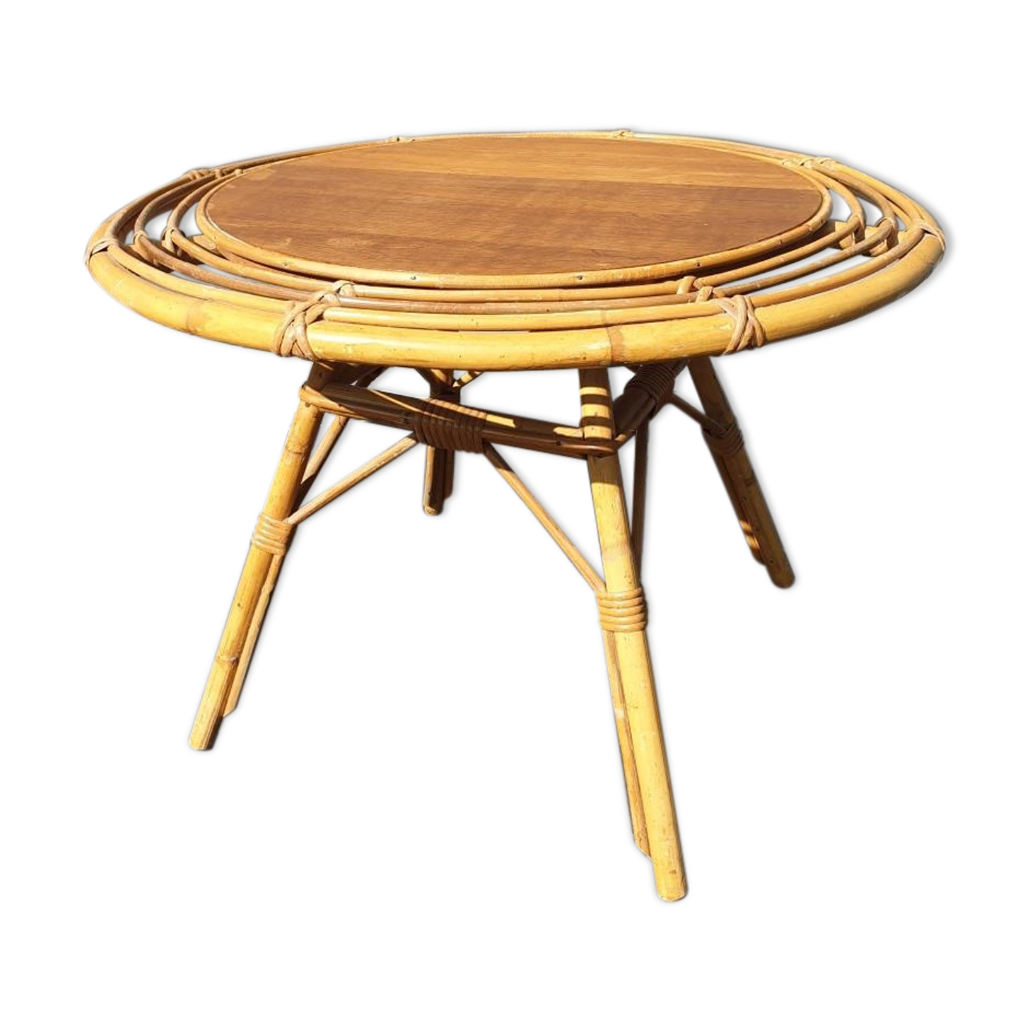 Bamboo and rattan side table