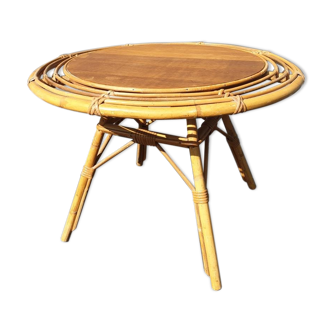 Bamboo and rattan side table