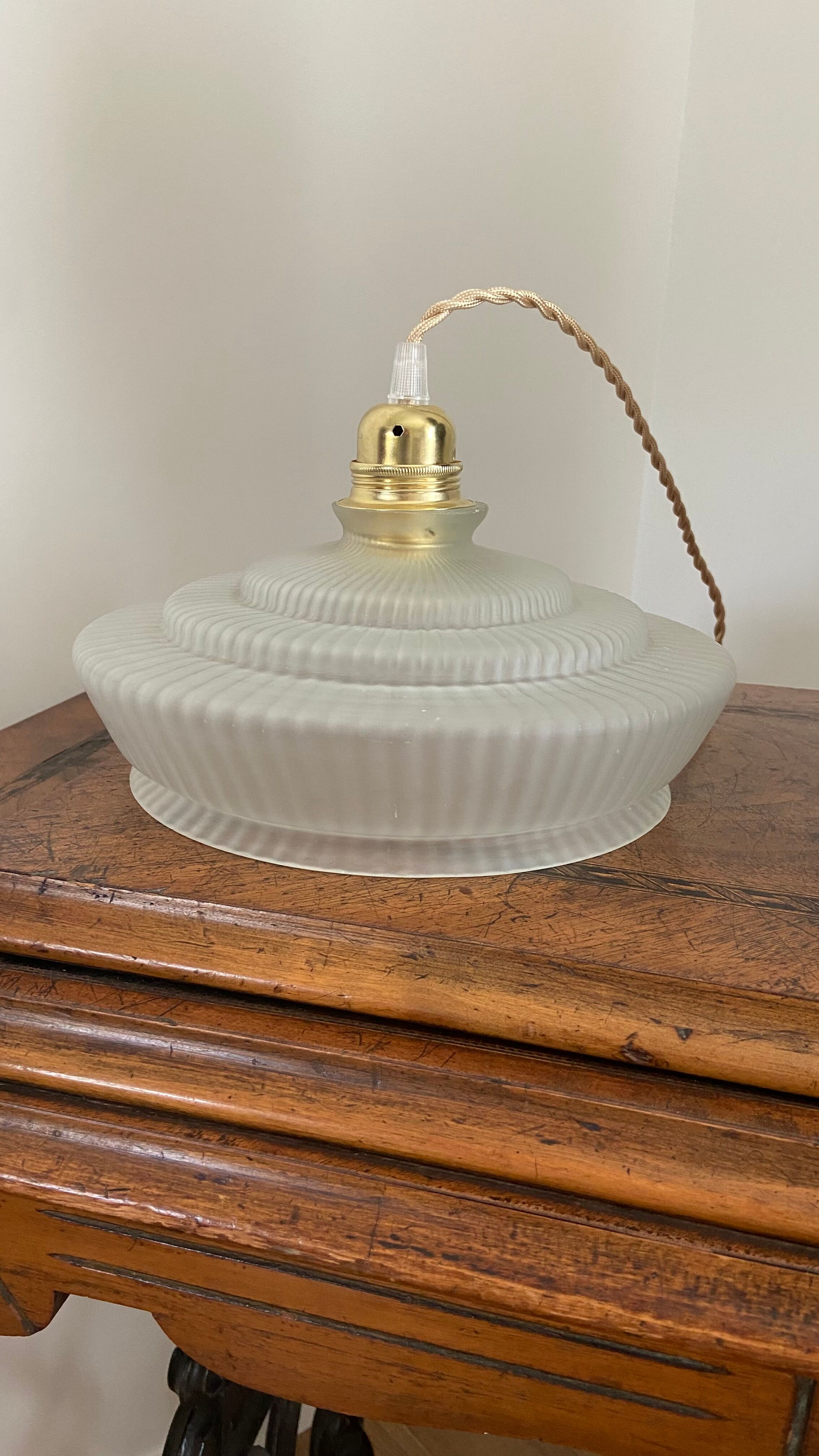 Vintage frosted glass pendant lamp