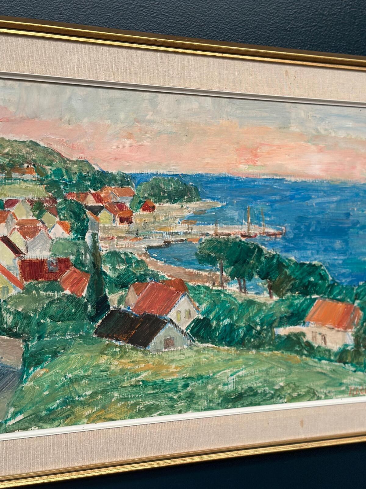 Original Swedish Oil On Panel – “Coastline” By John Hedman – Dated 1973 – Vintage & Framed – 71 × 52 Cm (28" × 20.5")