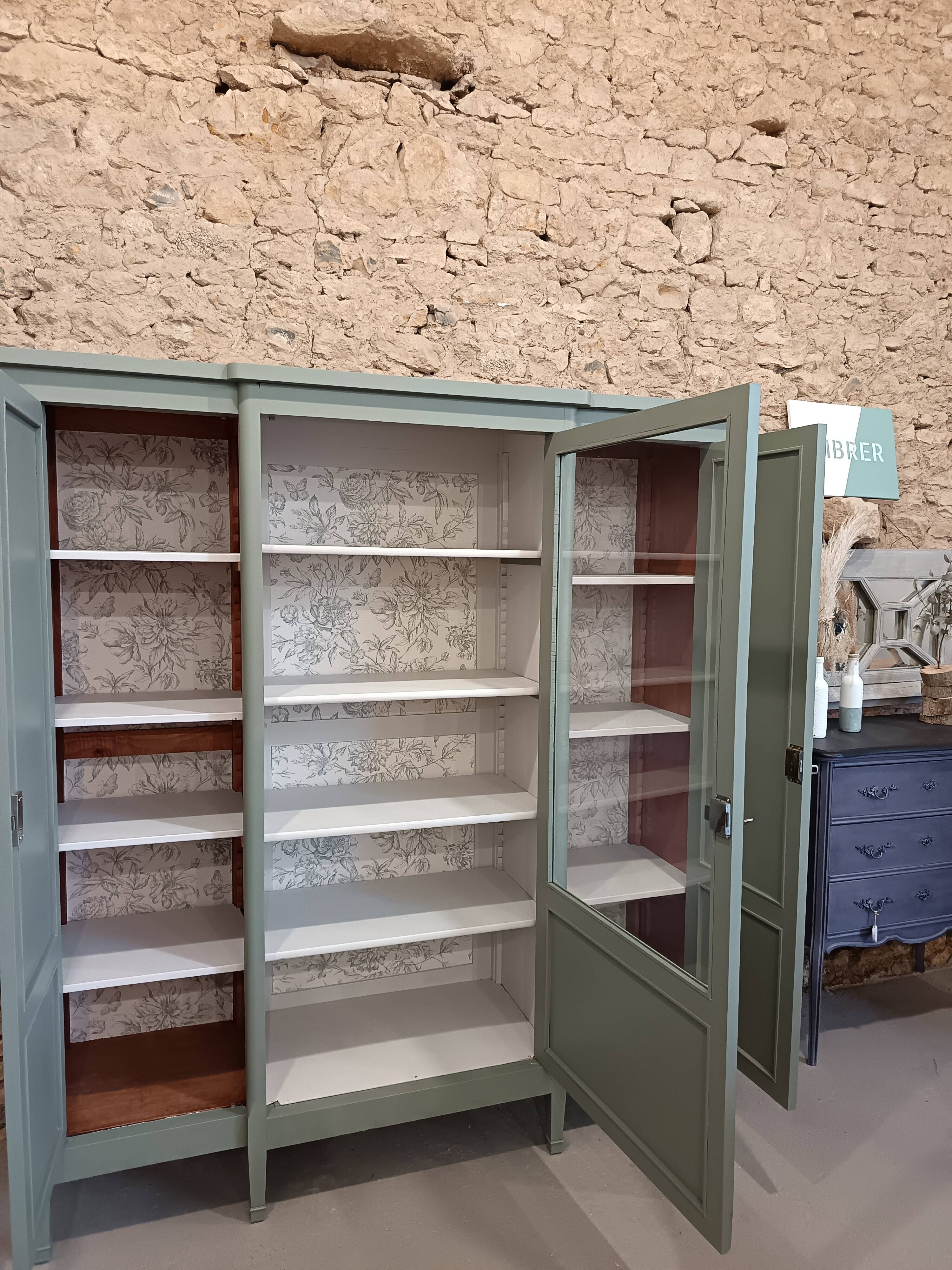 Bronze green display cabinet bookshelf