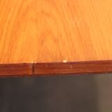 1960s table with teak veneer and glass top + extensions