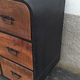 Black metal sideboard with wooden drawers