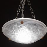 Art Deco Top Quality Pendant Light Floral decorations, Signed Degué