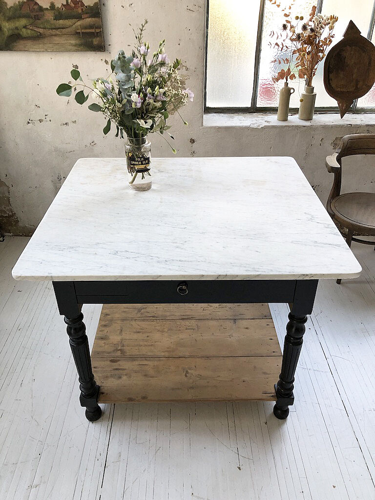 Butcher's table work central island marble