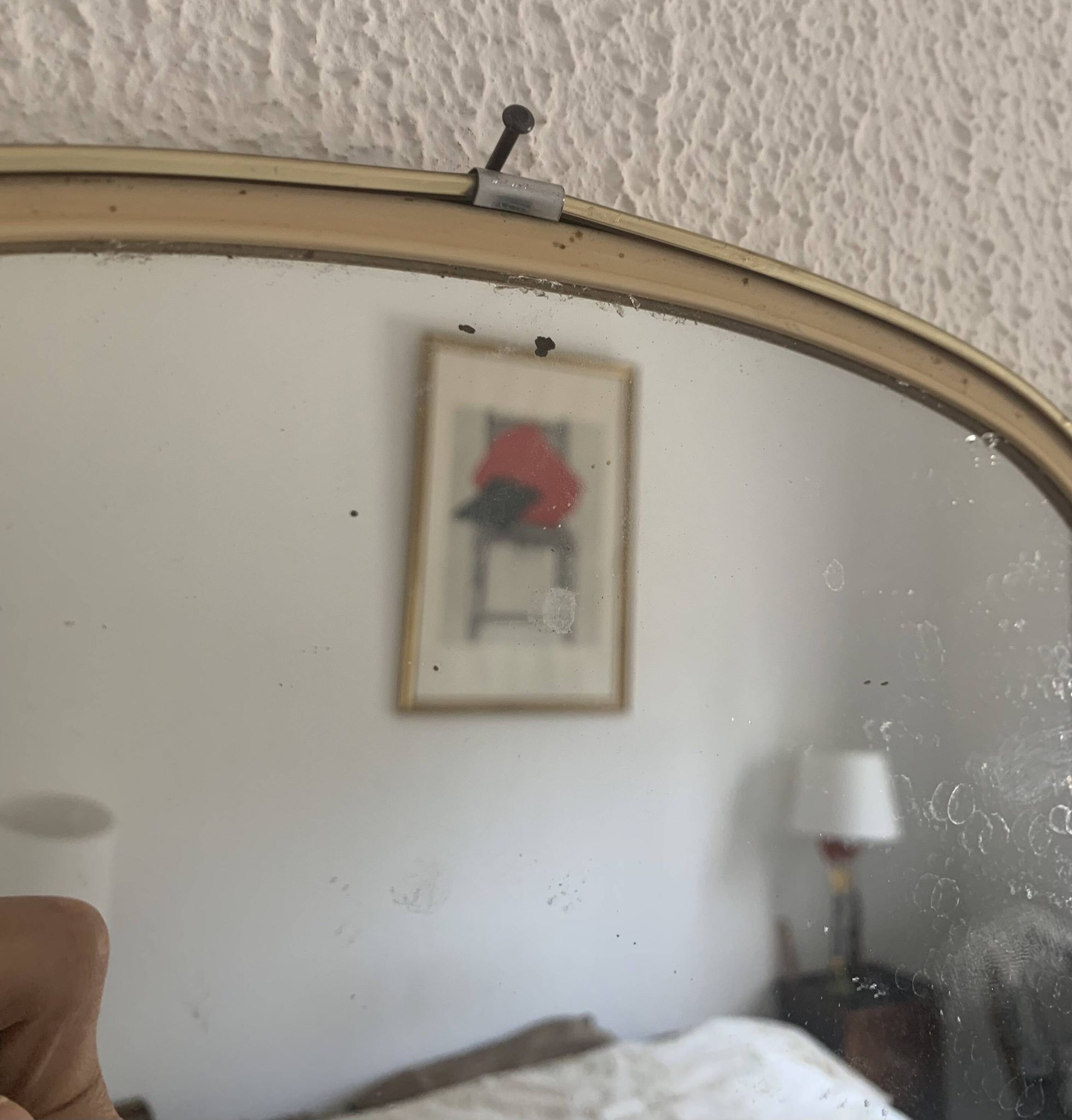Vintage 1960 asymmetrical mirror in free form - 40 x 26 cm