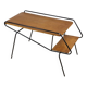 Vintage side coffee table in black lacquered metal and oak, 1950